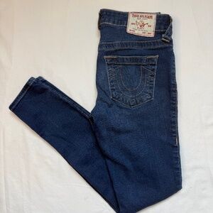 True Religion Halle Mid Rise Super Skinny Dark Wash Jeans
